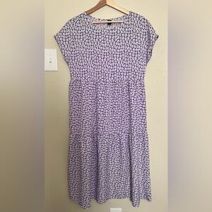 Chic Purple Floral Patterned Midi Dress